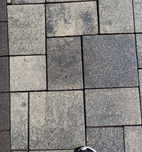 Detailaufnahme einer verfugten Pflasterfläche